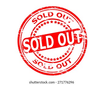 Rubber stamp with text sold out inside, vector illustration