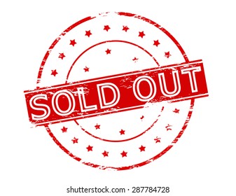 Rubber stamp with text sold out inside, vector illustration