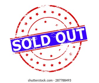 Rubber stamp with text sold out inside, vector illustration
