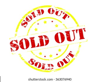 Rubber stamp with text sold out inside, vector illustration