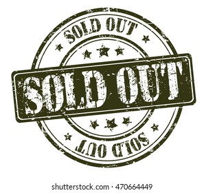 rubber stamp with text "sold out" on white, vector illustration