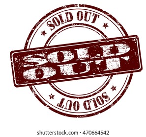 rubber stamp with text "sold out" on white, vector illustration