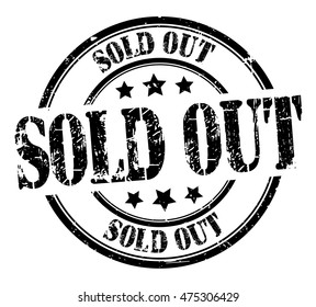 rubber stamp with text "sold out" on white, vector illustration