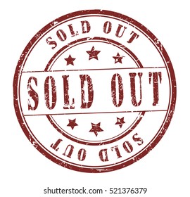 rubber stamp with text "sold out" on white, vector illustration