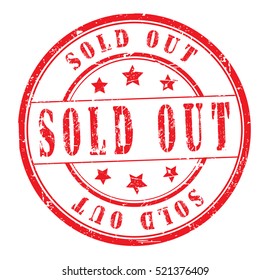 rubber stamp with text "sold out" on white, vector illustration