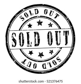 rubber stamp with text "sold out" on white, vector illustration