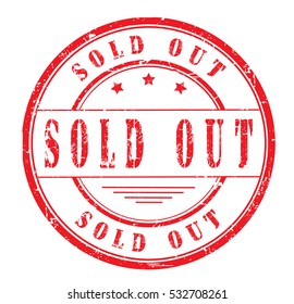 rubber stamp with text "sold out" on white, vector illustration