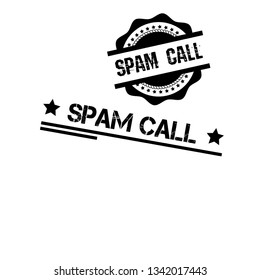 Rubber stamp with text spam call inside. label,sticker.
