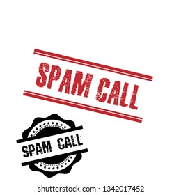 Rubber stamp with text spam call inside. label,sticker.
