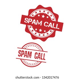 Rubber stamp with text spam call inside. label,sticker.