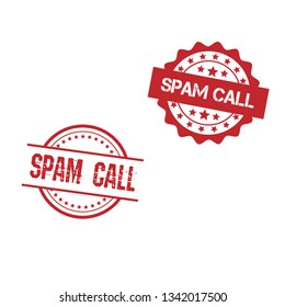 Rubber stamp with text spam call inside. label,sticker.