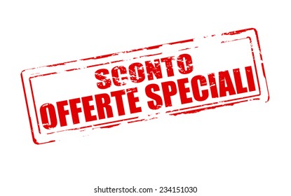 Rubber stamp with text special offers in Italian language inside, vector illustration