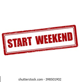 Rubber stamp with text start weekend inside, vector illustration