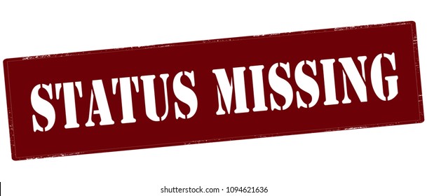 Rubber stamp with text status missing inside, vector illustration