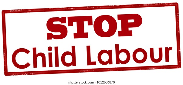 Rubber stamp with text stop child labour inside, vector illustration