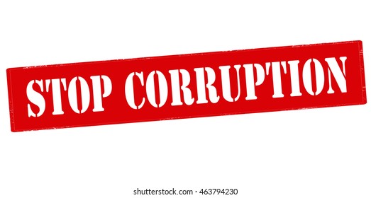 Rubber stamp with text stop corruption inside, vector illustration