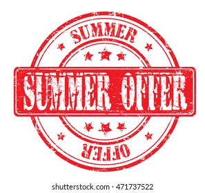 rubber stamp with text "summer offer" on white, vector illustration