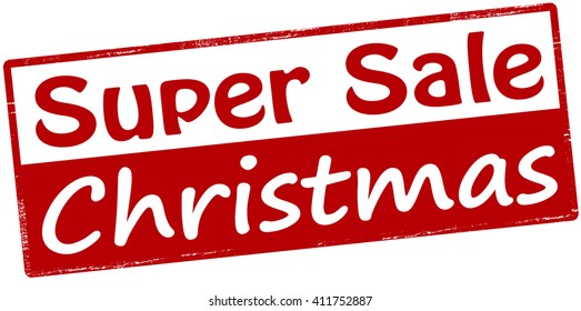 Rubber stamp with text super sale Christmas inside, vector illustration