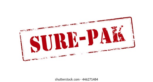 Rubber stamp with text sure pak inside, vector illustration