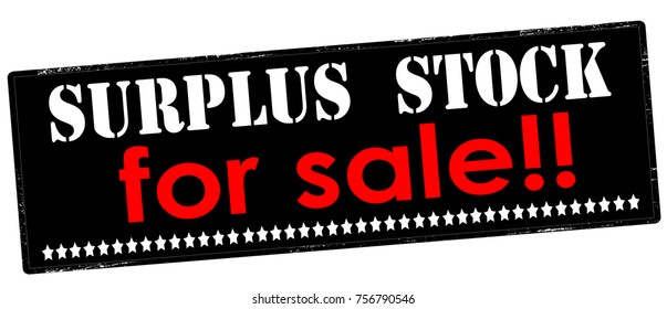 Rubber stamp with text surplus stock for sale inside, vector illustration
