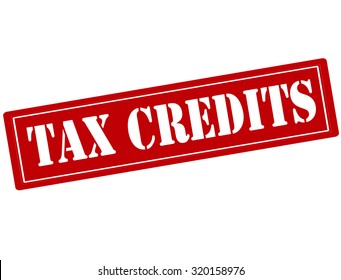 Rubber stamp with text tax credits inside, vector illustration