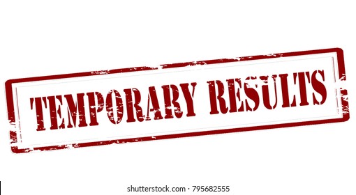 Rubber stamp with text temporary results inside, vector illustration