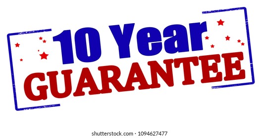 Rubber stamp with text ten years guarantee inside, vector illustration