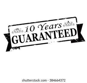 Rubber stamp with text ten years guaranteed inside, vector illustration