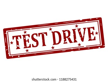 Rubber stamp with text test drive inside