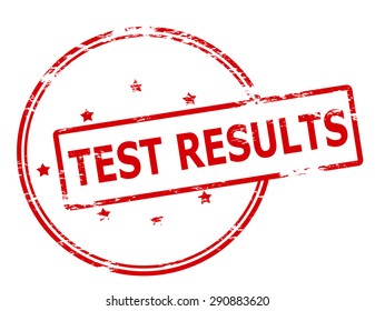 Rubber stamp with text test results inside, vector illustration