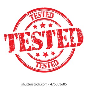 rubber stamp with text "tested" on white, vector illustration