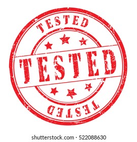 rubber stamp with text "tested" on white, vector illustration