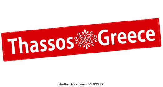 Rubber stamp with text Thassos Greece inside, vector illustration