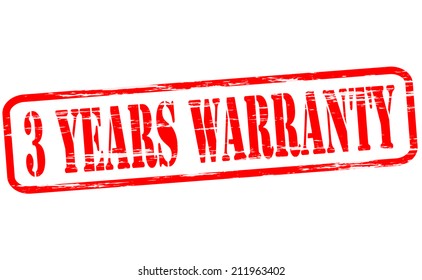 Rubber stamp with text three years warranty inside, vector illustration