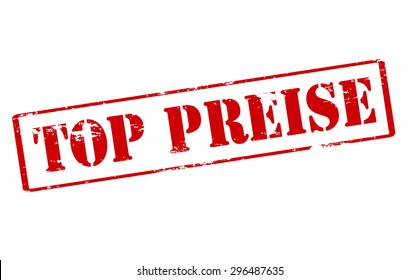 Rubber stamp with text top price in German language inside, vector illustration
