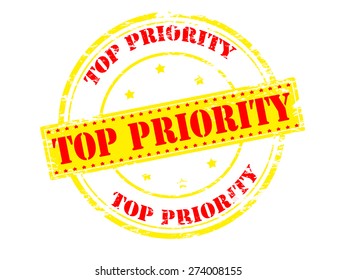 Rubber stamp with text top priority inside, vector illustration