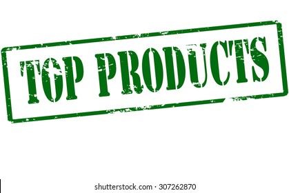 Rubber stamp with text top products inside, vector illustration
