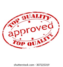 Rubber stamp with text top quality approved inside, vector illustration