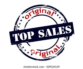 Rubber stamp with text top sales original inside, vector illustration