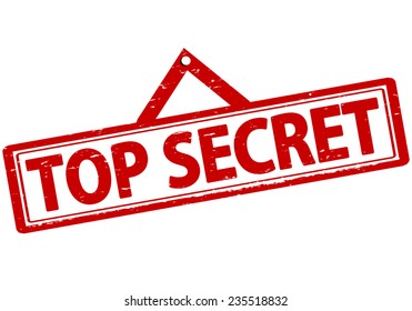 Rubber stamp with text top secret inside, vector illustration