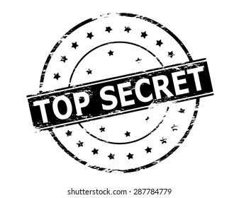 Rubber stamp with text top secret inside, vector illustration