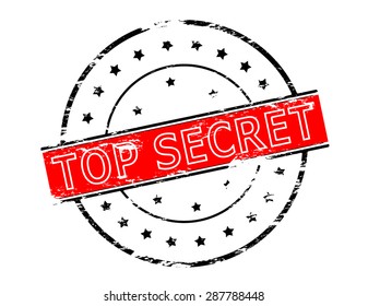 Rubber stamp with text top secret inside, vector illustration