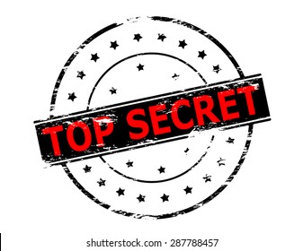 Rubber stamp with text top secret inside, vector illustration