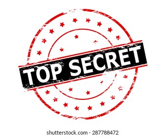 Rubber stamp with text top secret inside, vector illustration