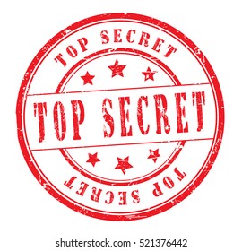 rubber stamp with text "top secret" on white, vector illustration