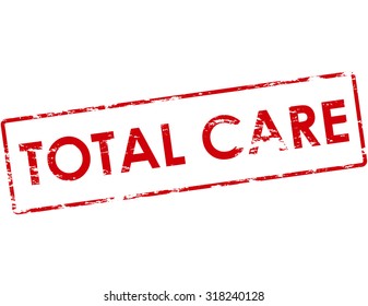 Rubber stamp with text total care inside, vector illustration