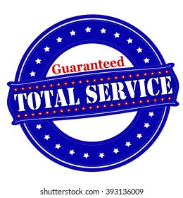 Rubber stamp with text total service guaranteed inside, vector illustration