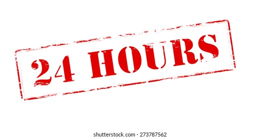 Rubber stamp with text twenty four hours inside, vector illustration