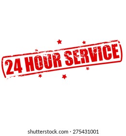 Rubber stamp with text twenty four hour service inside, vector illustration