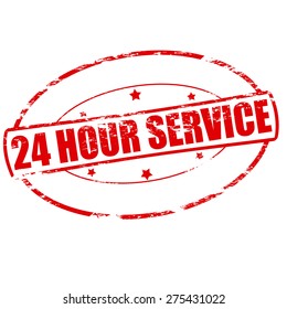 Rubber stamp with text twenty four hour service inside, vector illustration